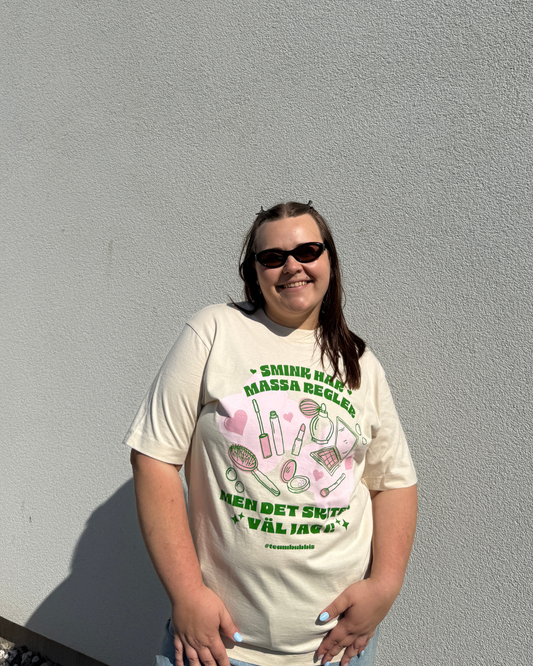 DET SKITER VÄL JAG I beige T-shirt